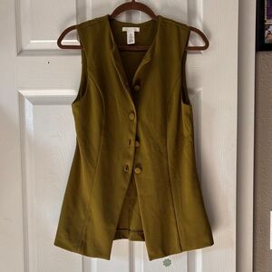 Olive Green Sleeveless Button-Up Vest